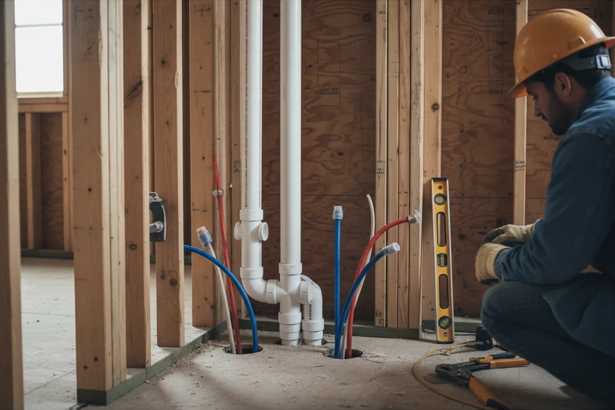 Drain and supply rough-in during Drain Cleaning in North Blenheim
